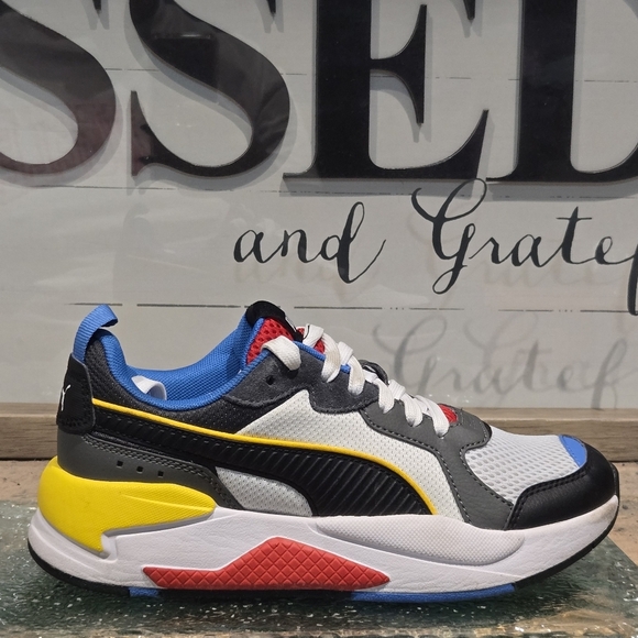 Puma X-Ray C Red Blue Grey Yellow Child Sz 5C #372920-03 - Picture 3 of 6